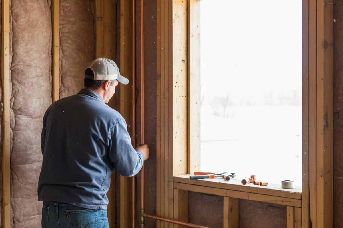 Licensed plumber running new copper supply lines in a Aspen home