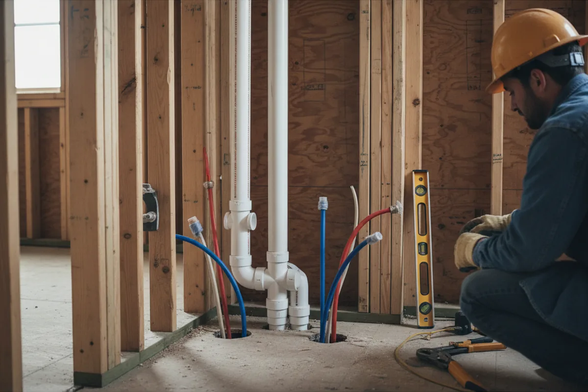 Drain and supply rough-in during Leak Detection in Aspen